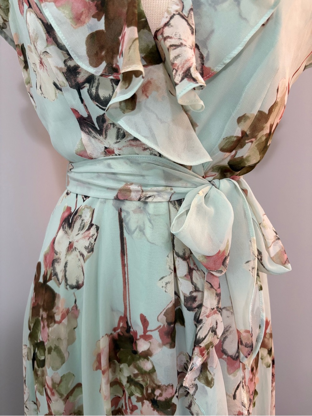 Mint Floral Ruffled Dress - Picture 4 of 14